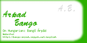 arpad bango business card