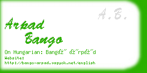 arpad bango business card